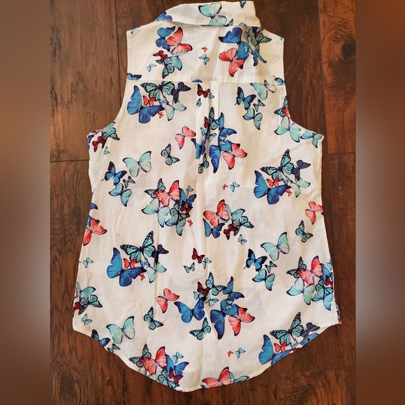 St John's Bay Multi Color 100% Cotton Button Down Sleeveless Top Size S - Picture 2 of 7